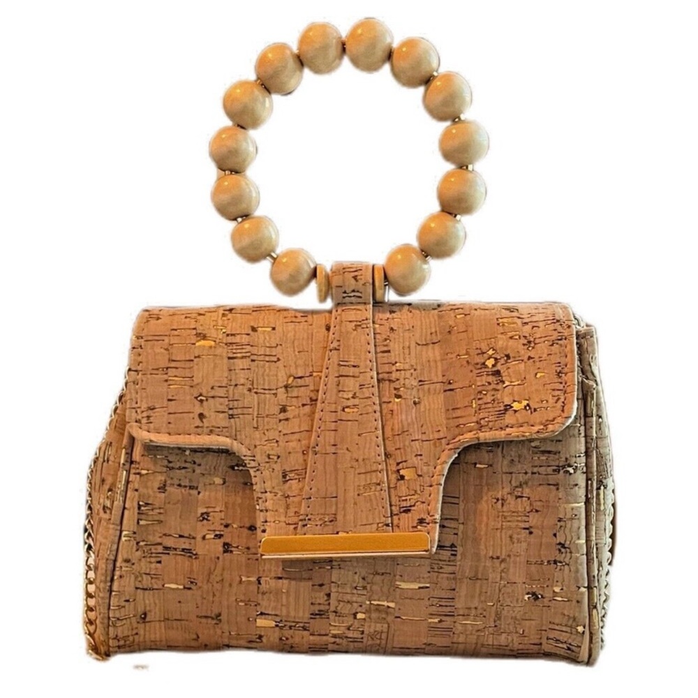 Chic Bamboo Clutch Crossbody Bag Bamboo Bead Handle Gold Chain